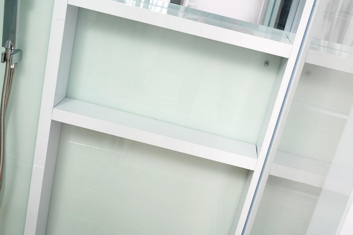 DAMPFDUSCHE LUXORY XL - Weiß - Weiß, Glas (90cm) - Home Deluxe