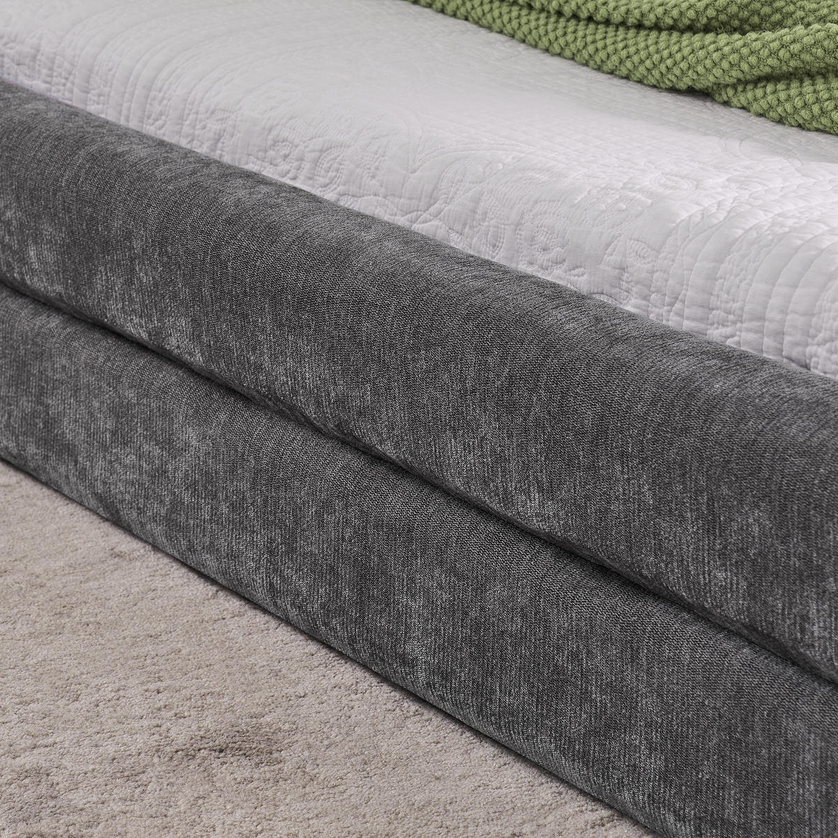 POLSTERBETT 160x200 cm Chenille grau - Dunkelgrau, Kunststoff (160/200cm) - LEBENLANG