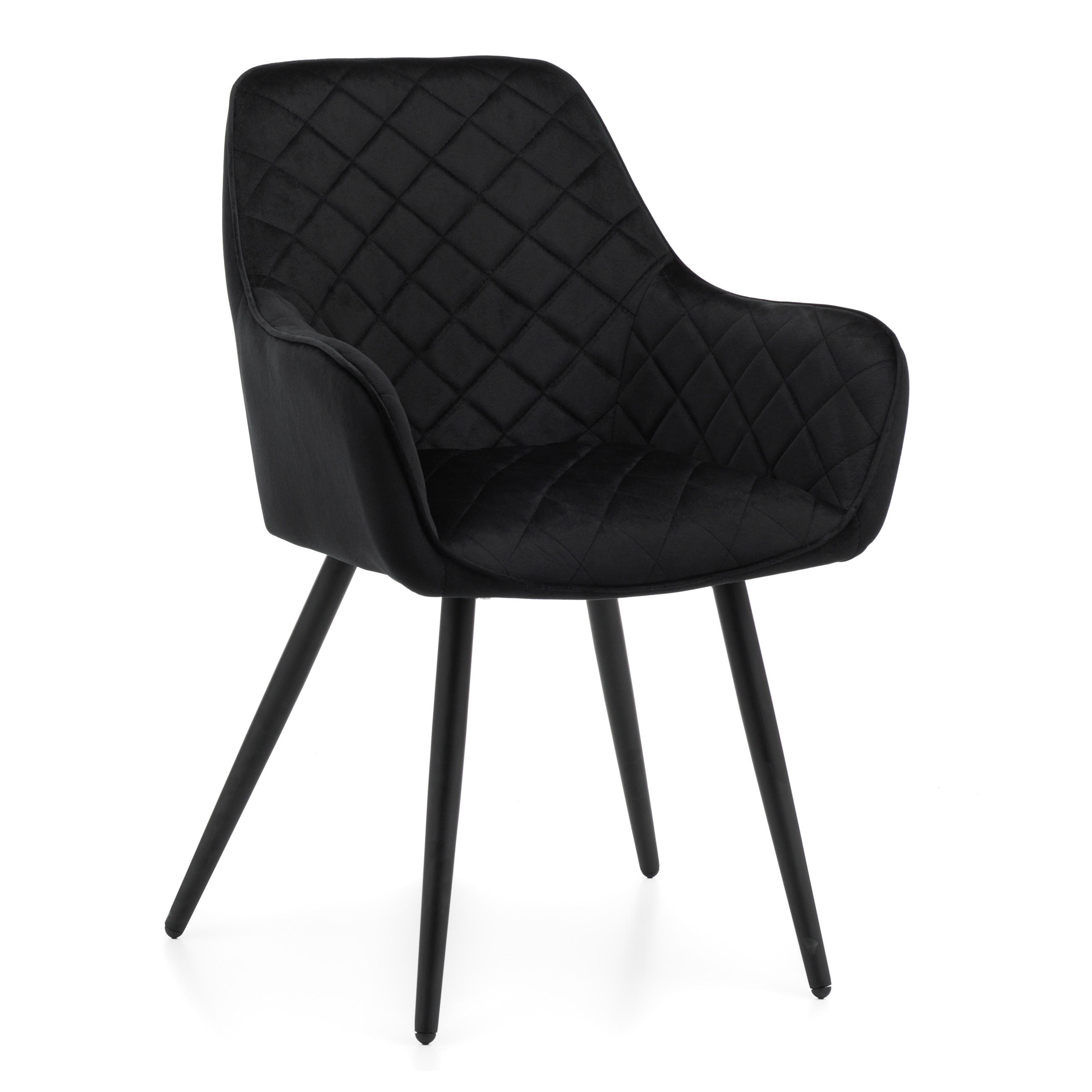 STUHL COLIN gespolsterter mit Steppung - schwarz - Samt Velours - Schwarz, Textil/Metall (58/87/61cm) - NEW HOME