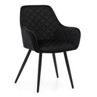 STUHL COLIN gespolsterter mit Steppung - schwarz - Samt Velours - Schwarz, Textil/Metall (58/87/61cm) - NEW HOME