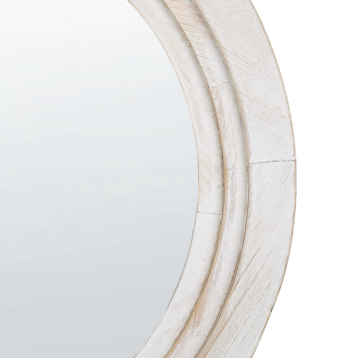 WANDSPIEGEL cremeweiß rund 60 cm Delicias - Weiß, Holzwerkstoff (60/60/3cm) - Beliani