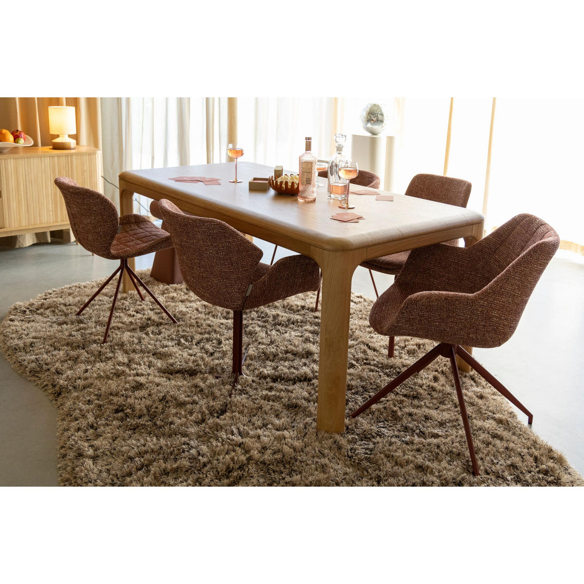ESSZIMMERSTUHL Doulton Rot - 2 er Set - Rot, Textil (67/80/61cm) - Zuiver