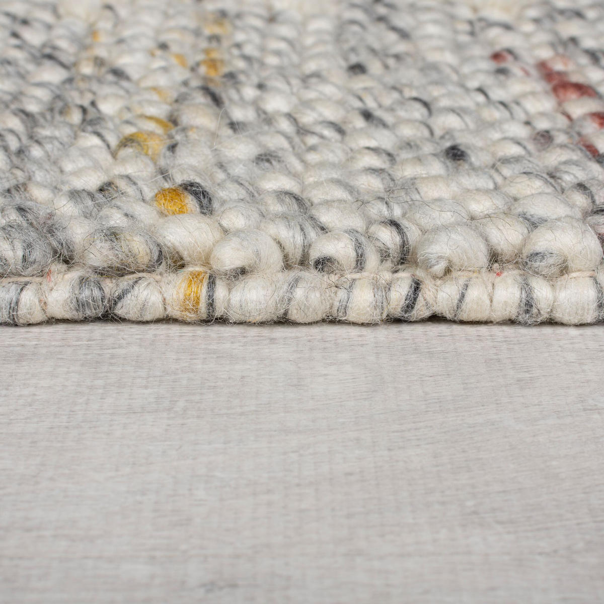 WOLLTEPPICH handgewebt MEDWAY, mit Bordüre, Beige-Grau, 60 x 230 cm - Beige, Textil (60/230cm) - KADIMA DESIGN