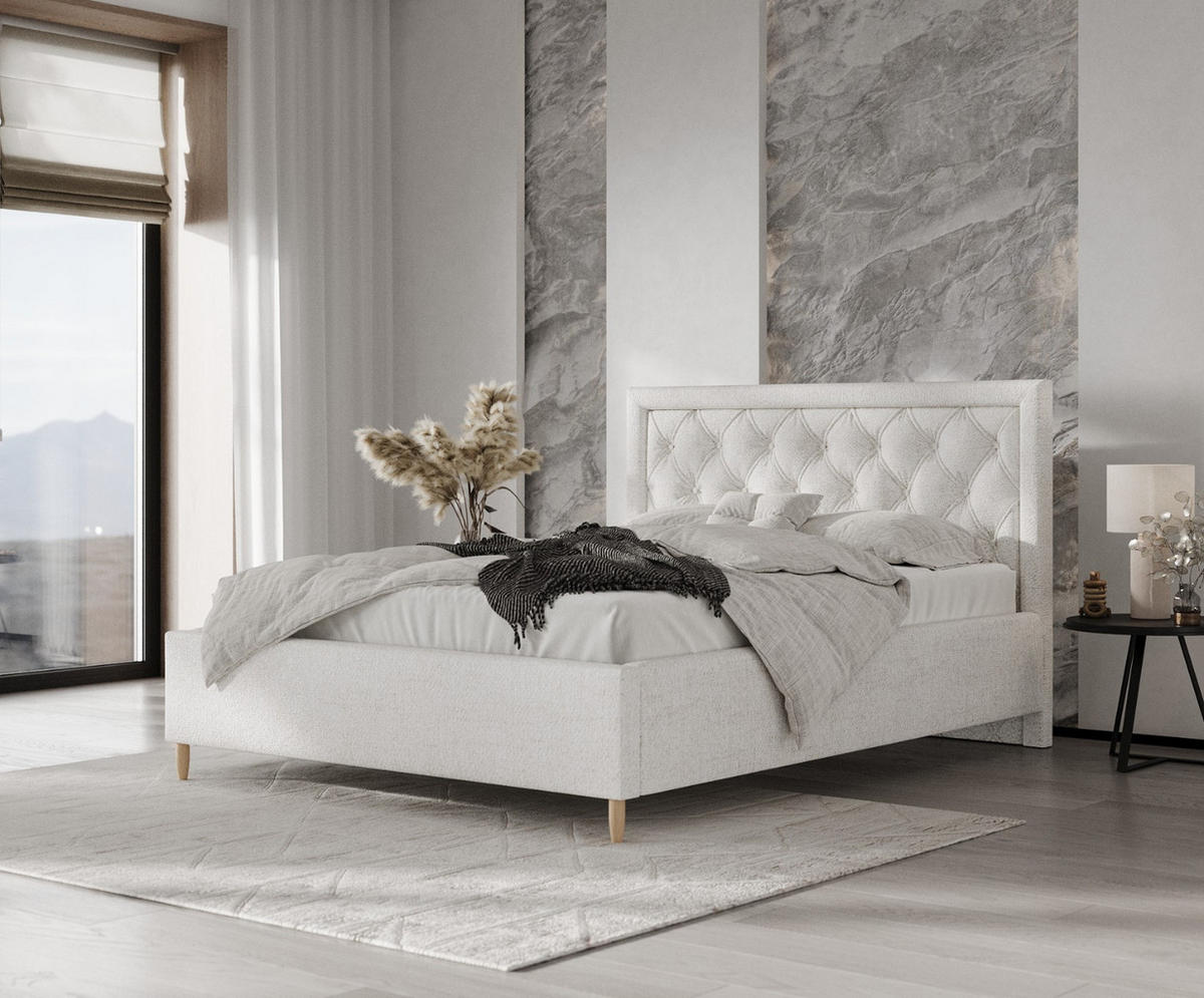 POLSTERBETT Lido 140/200 cm Creme im Neve Stoff - Creme/Naturfarben, Holz/Holzwerkstoff (140/200cm) - AltaBeds