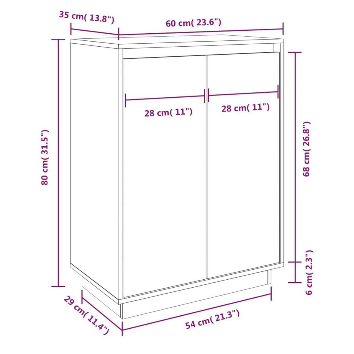 SCHUHSCHRANK Castrop 60/35/80 cm - Weiß, Holzwerkstoff (60/80/35cm) - Nettlife