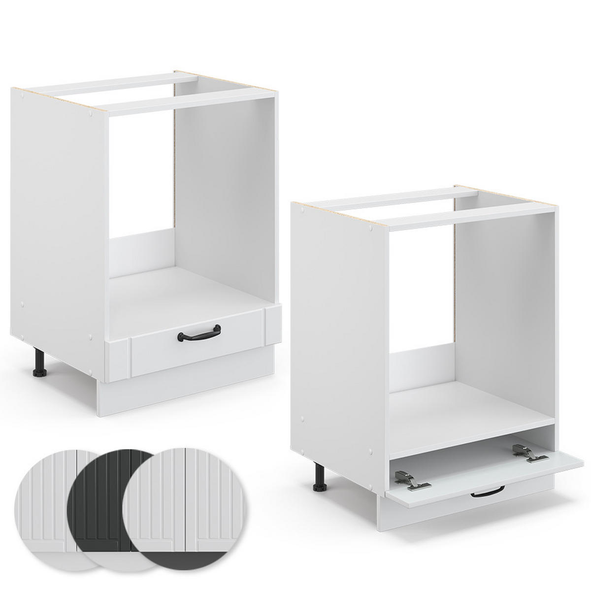 HERDUMBAUSCHRANK Fame-Line Weiß Landhaus 60 cm, AP Marmor - Weiß, Holzwerkstoff (60/82/60cm) - Vicco