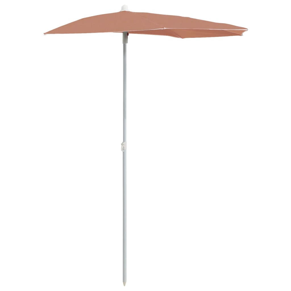 HALB-SONNENSCHIRM mit Mast 180x90 cm Terrakottarot - Orange, Metall (90/180cm) - furnicato