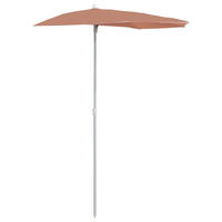 HALB-SONNENSCHIRM mit Mast 180x90 cm Terrakottarot - Orange, Metall (90/180cm) - furnicato