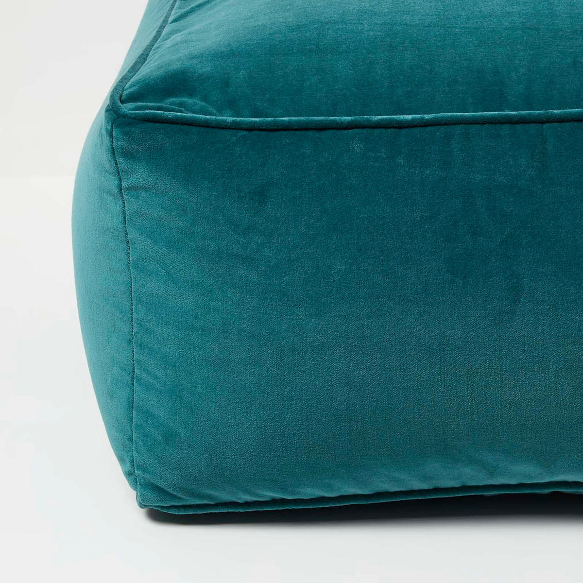 SITZPOUF petrolgrün mit Samt-Bezug, 60/60/27 cm - Grün, Textil (60/27/60cm) - Homescapes
