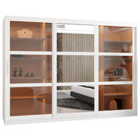 SCHWEBETÜRENSCHRANK 200/250/62 3-türig - Silberfarben/Weiß, Holz/Kunststoff (250/200/62cm) - Abiks Möbel