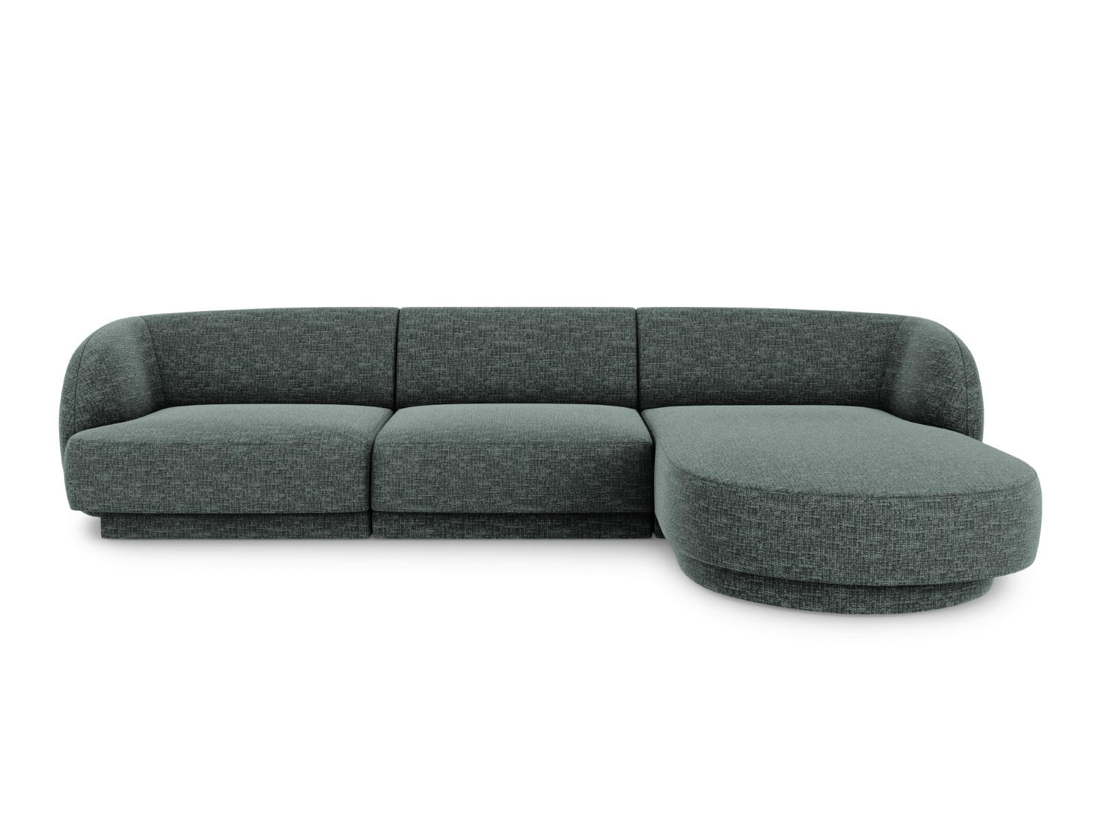 ECKSOFA rechts Miley aus Chenille-Stoff petrol 4 Sitzplätze - Petrol, Textil (156/255cm) - Micadoni