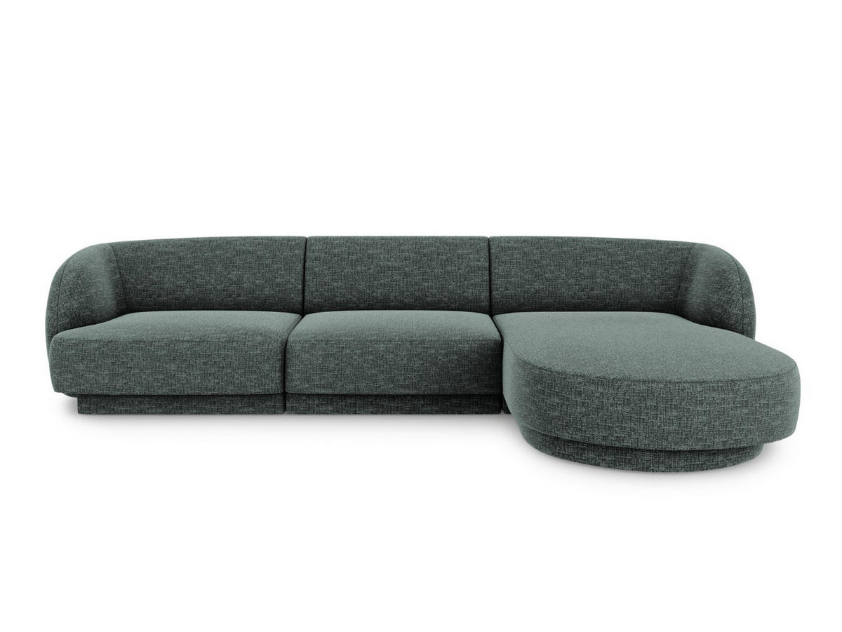 ECKSOFA rechts Miley aus Chenille-Stoff petrol 4 Sitzplätze - Petrol, Textil (156/255cm) - Micadoni