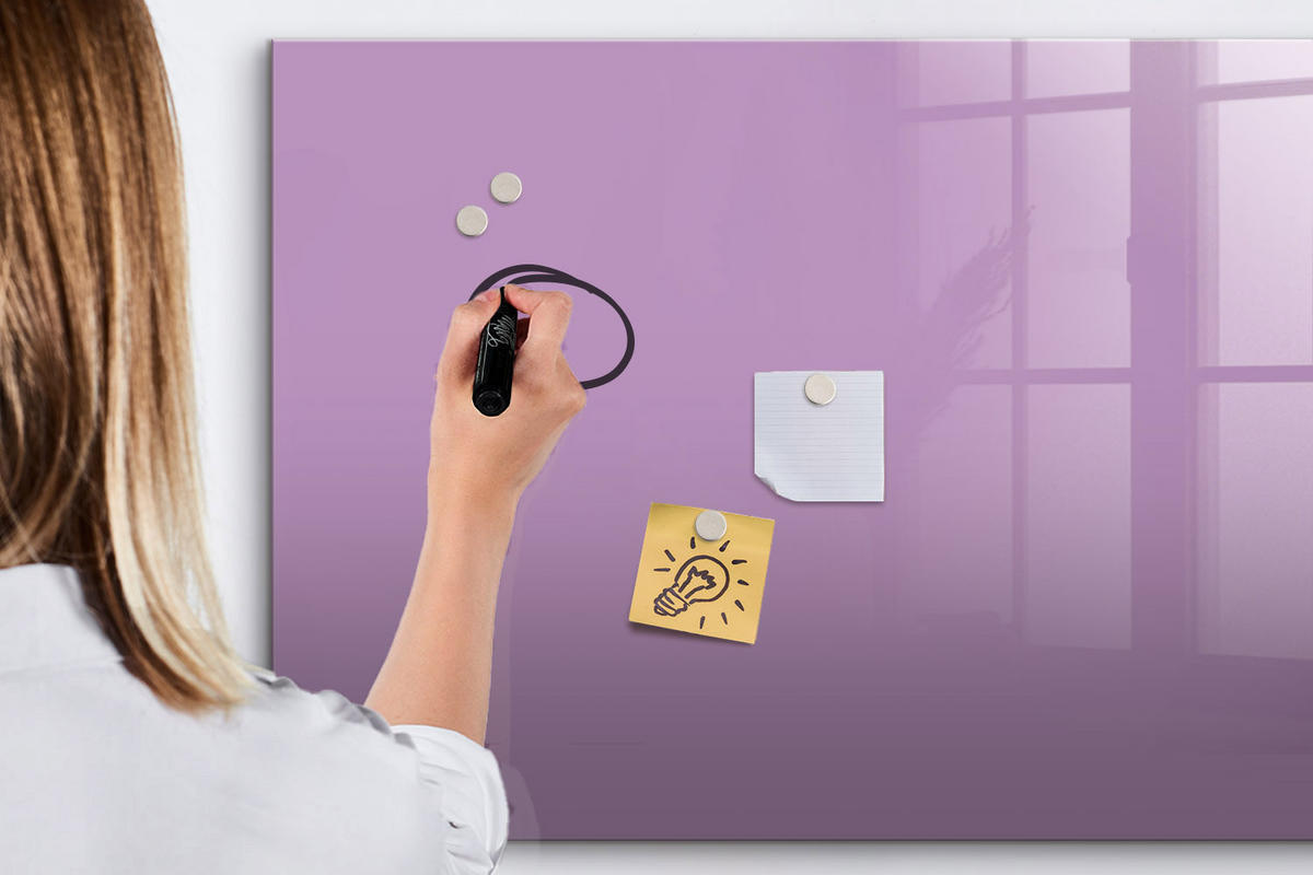 MAGNETTAFEL 100x70 Flieder schwarzer Marker - Violett, Glas (100/0.4/70cm) - TULUP
