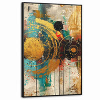 LEINWAND Bilder mit Rahmen - Abstrakt - Kunst - Gold - Modern - 100x150 - Multicolor, Textil (100/150cm) - MuchoWow