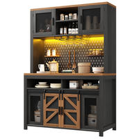 HIGHBOARD in Schwarz Mehrzweckschrank mit USB-Anschluss und LED B120/T40/H174.5cm, für Küche Esszimmer - Schwarz, Holzwerkstoff (120/174.5/40cm) - STILVORA