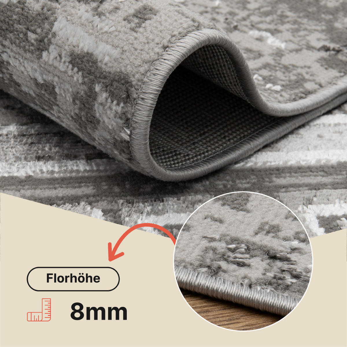 TEPPICH ARES Grau Beige 120/170 cm - Beige/Grau, Textil (120/170cm) - Tapiso
