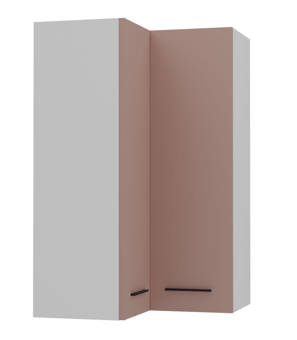 ECKHÄNGESCHRANK Bonn W14/60 weiß / rosé kupfer matt 60 / 60 / 96cm - Hellrosa/Weiß, Holz/Holzwerkstoff (60/96/60cm) - Feldmann-Wohnen