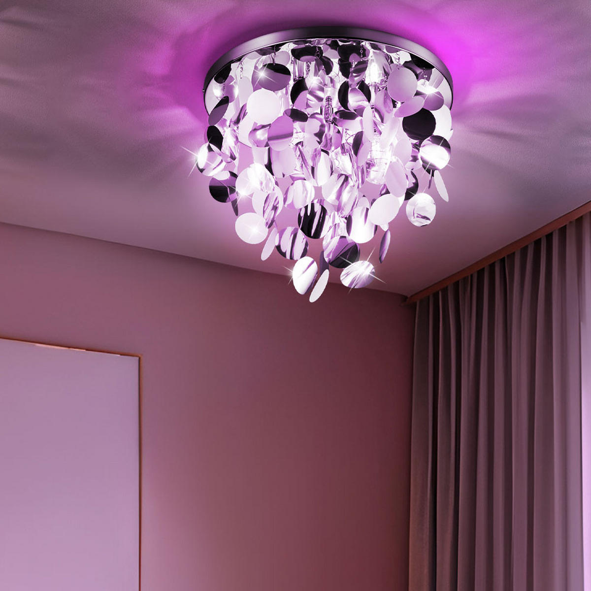 LED DECKENLEUCHTE LUCCA Chrom Silber - Silberfarben, Metall (55/55/40cm)