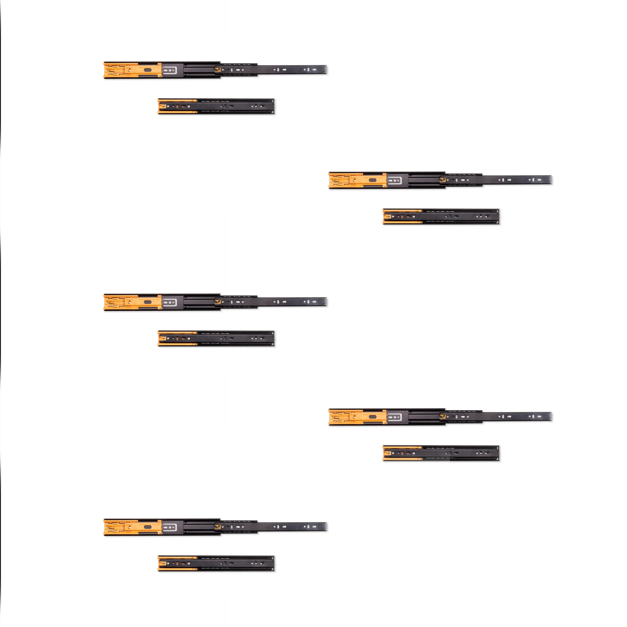 KUGELFÜHRUNGEN Höhe 45mm, Tiefe 300mm, Vollauszug, mit Schließautomatik, Schwarz 5er-set - Schwarz, Metall (1.27/5/30cm) - EMUCA