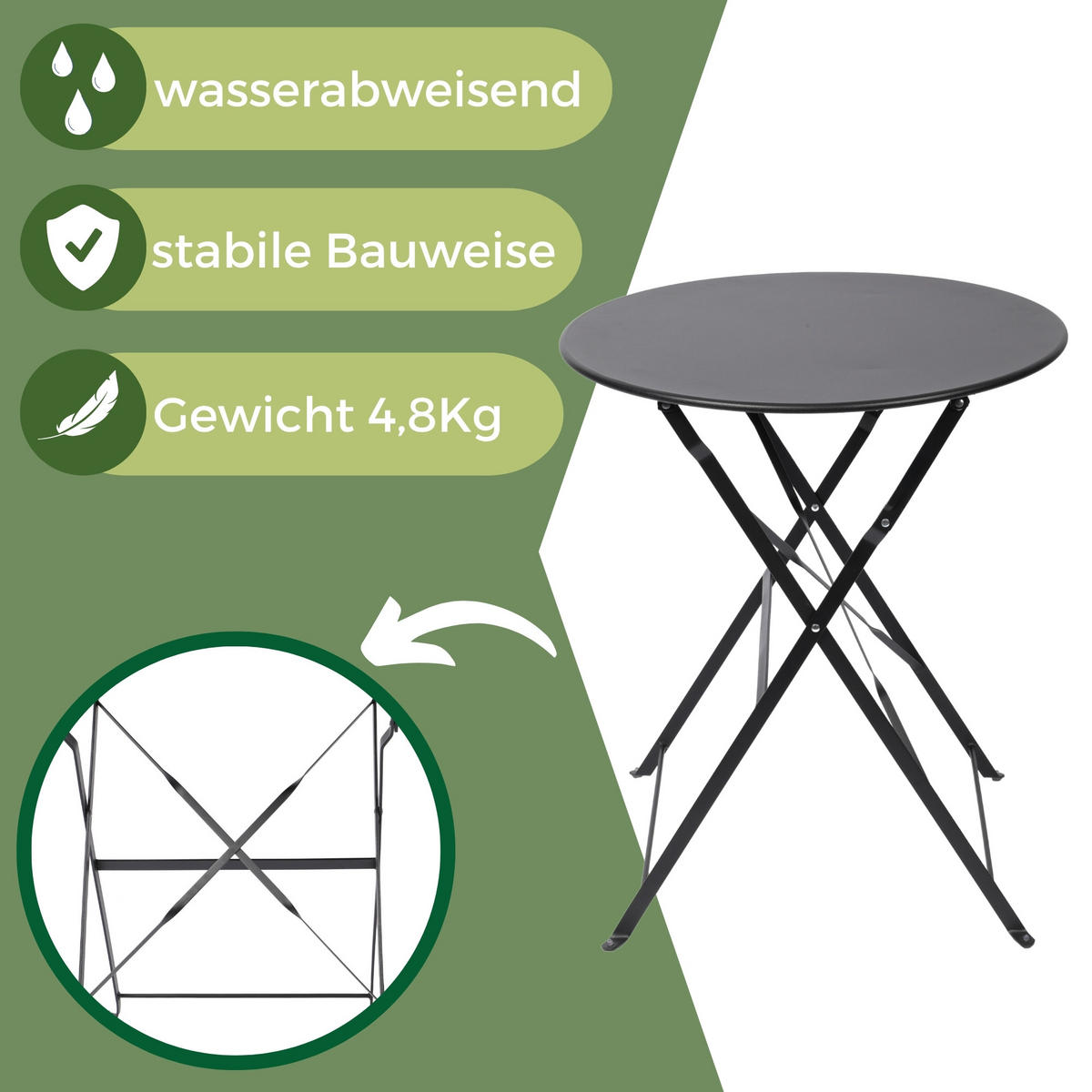 BISTRO SET Schwarz - Schwarz, Metall - Albatros