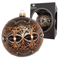 CHRISTBAUMKUGEL Jugendstil Schwarz 8cm (Glas / 1 Stk.) - Schwarz, Glas (8/8/8cm) - Krebs Glas Lauscha