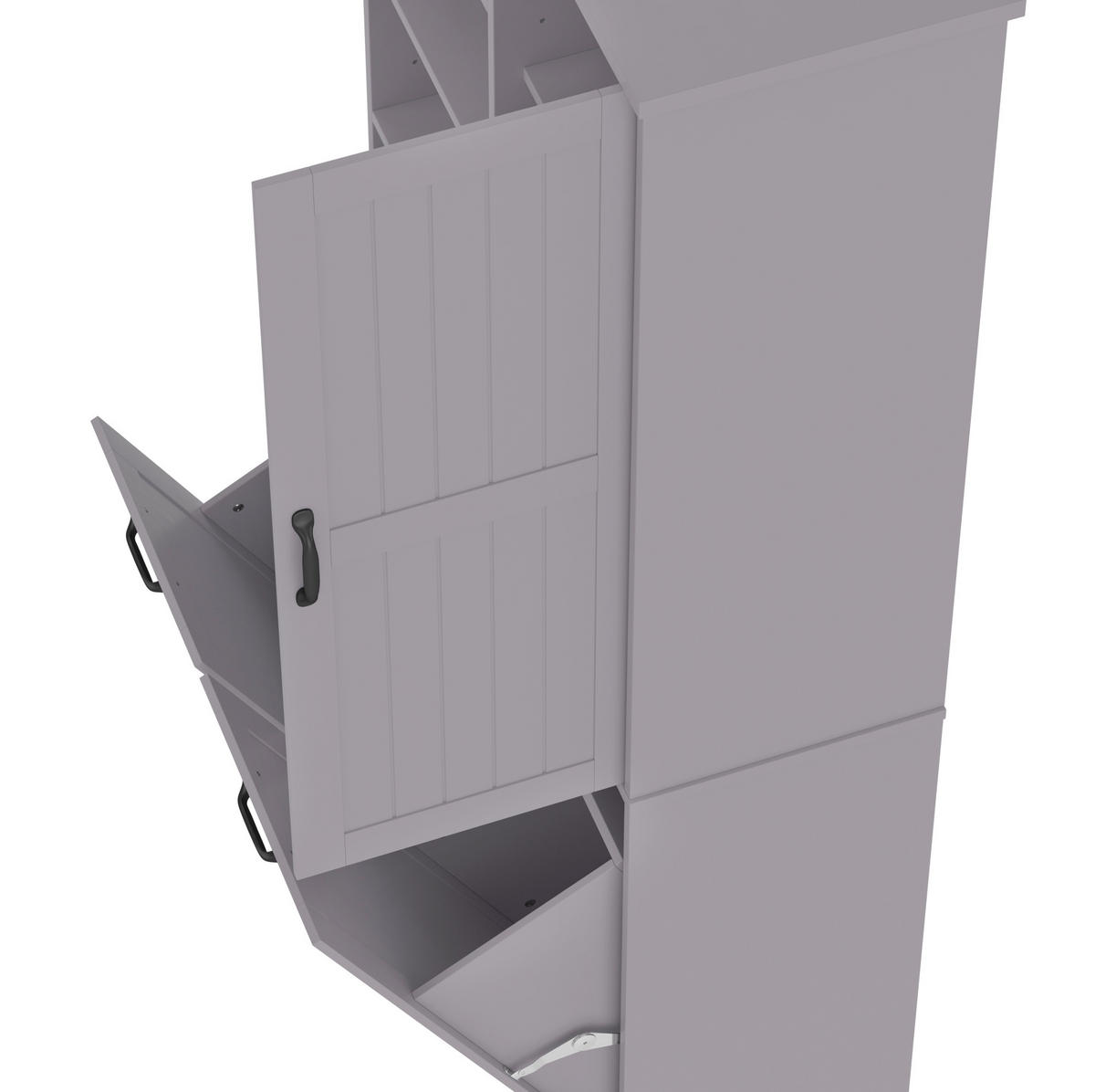 BADEZIMMERSCHRANK 78x35x172.7cm in Grau, feuchtigkeitsbeständig mit 2 Wäschekörben - Grau, Holzwerkstoff (78/172.7/35cm) - Modfu