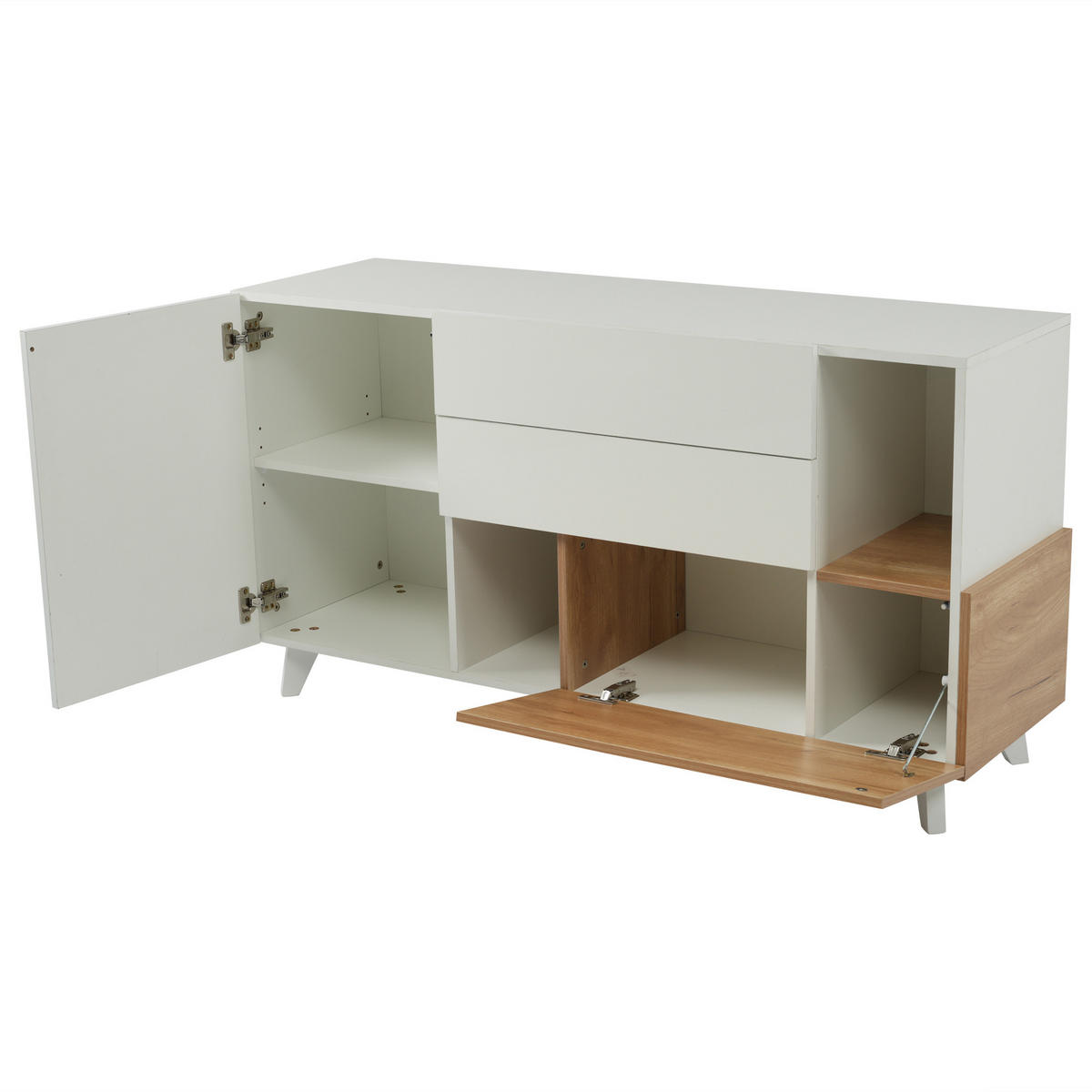 SIDEBOARD DE-37738 mit 2 Türen und 2 Schubladen Weiß - Weiß, Holzwerkstoff (130/70/40cm) - ComfortXL
