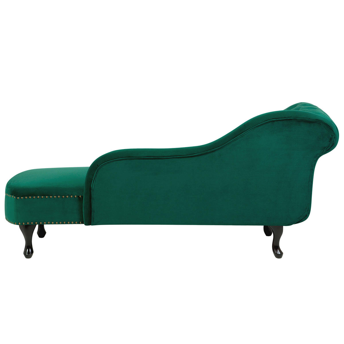 CHAISELONGUE Samtstoff grün linksseitig Nimes - Schwarz/Grün, Textil (170/79/61cm) - Beliani