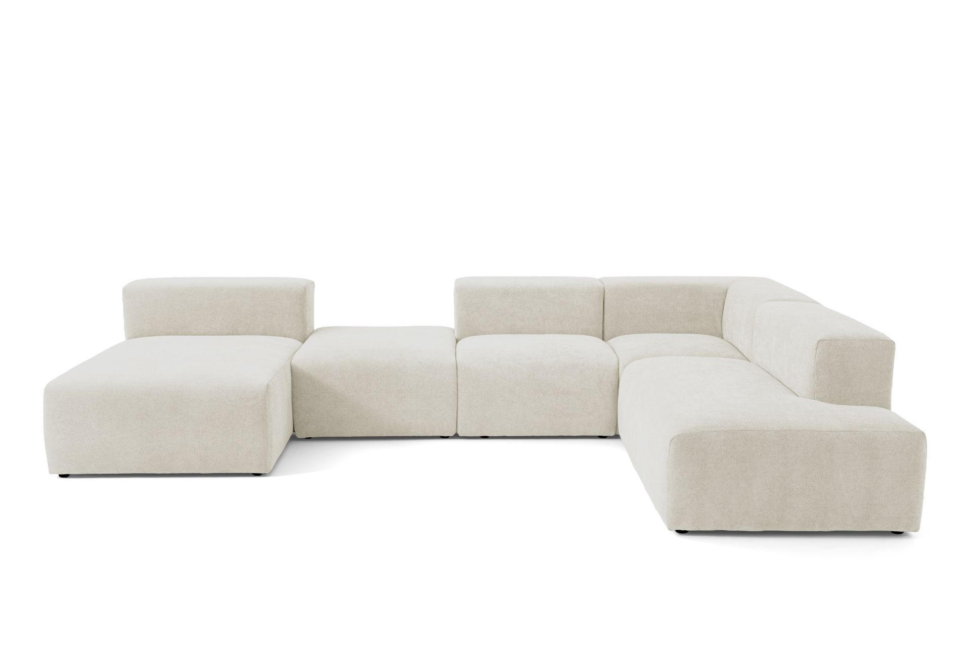 5-SITZER modulares Wohnlandschaft U XXL HEAVEN SET 6 Rechts, Breite 375 cm Webstoff Weiß - Schwarz/Weiß, Holz/Kunststoff (245/73/375cm) - Muffo