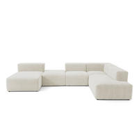 5-SITZER modulares Wohnlandschaft U XXL HEAVEN SET 6 Rechts, Breite 375 cm Webstoff Weiß - Schwarz/Weiß, Holz/Kunststoff (245/73/375cm) - Muffo