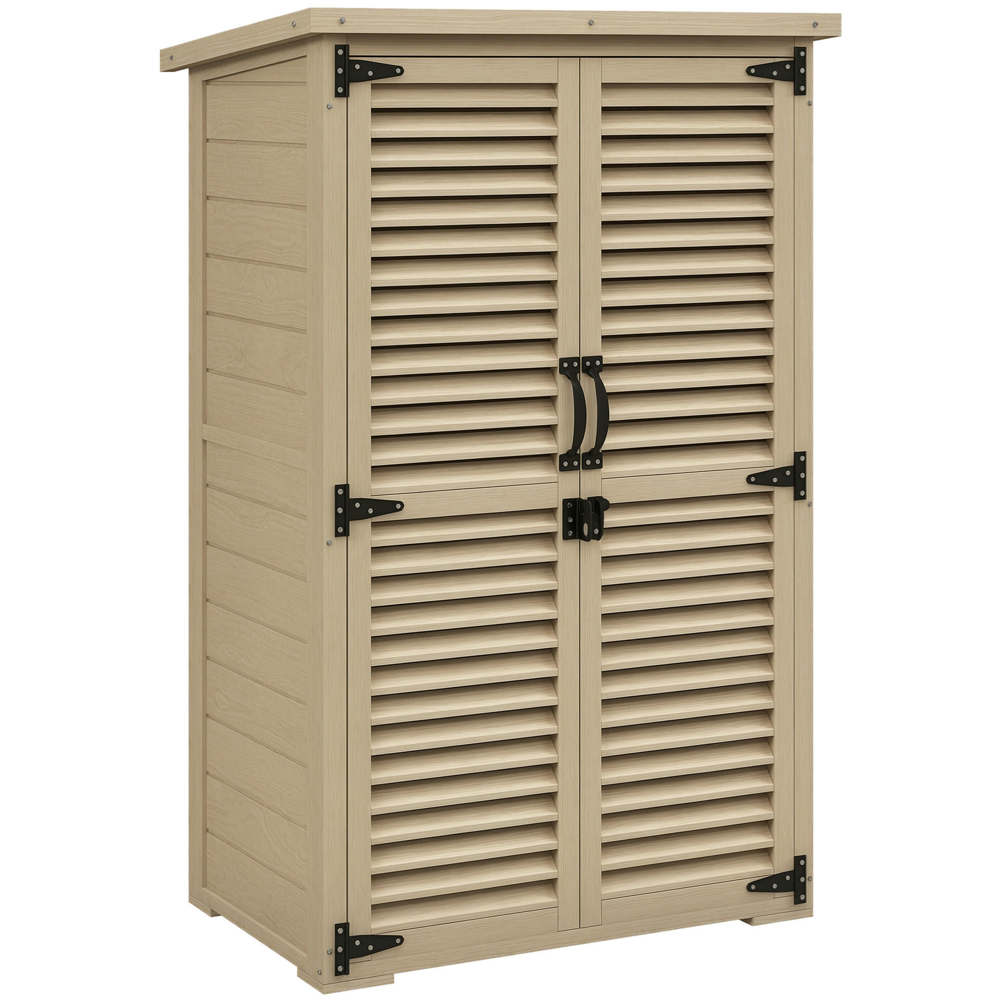 GERÄTESCHUPPEN DE-17582 2 Jalousietüren mit Bitumendach Naturholz - Naturfarben, Holz (75/118/50cm) - ComfortXL