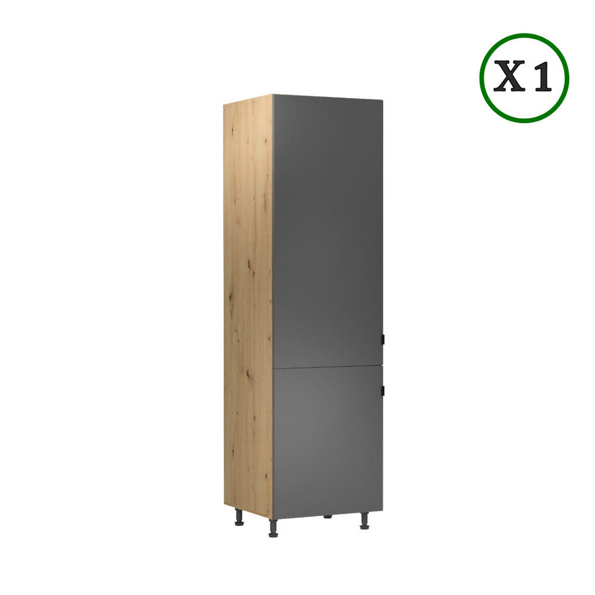 KÜCHENZEILE 360 cm – LangenK72-M360 - in Grau / ArtisanEiche - Schwarz/Eiche Artisan, Holzwerkstoff/Metall (360/248/58cm)
