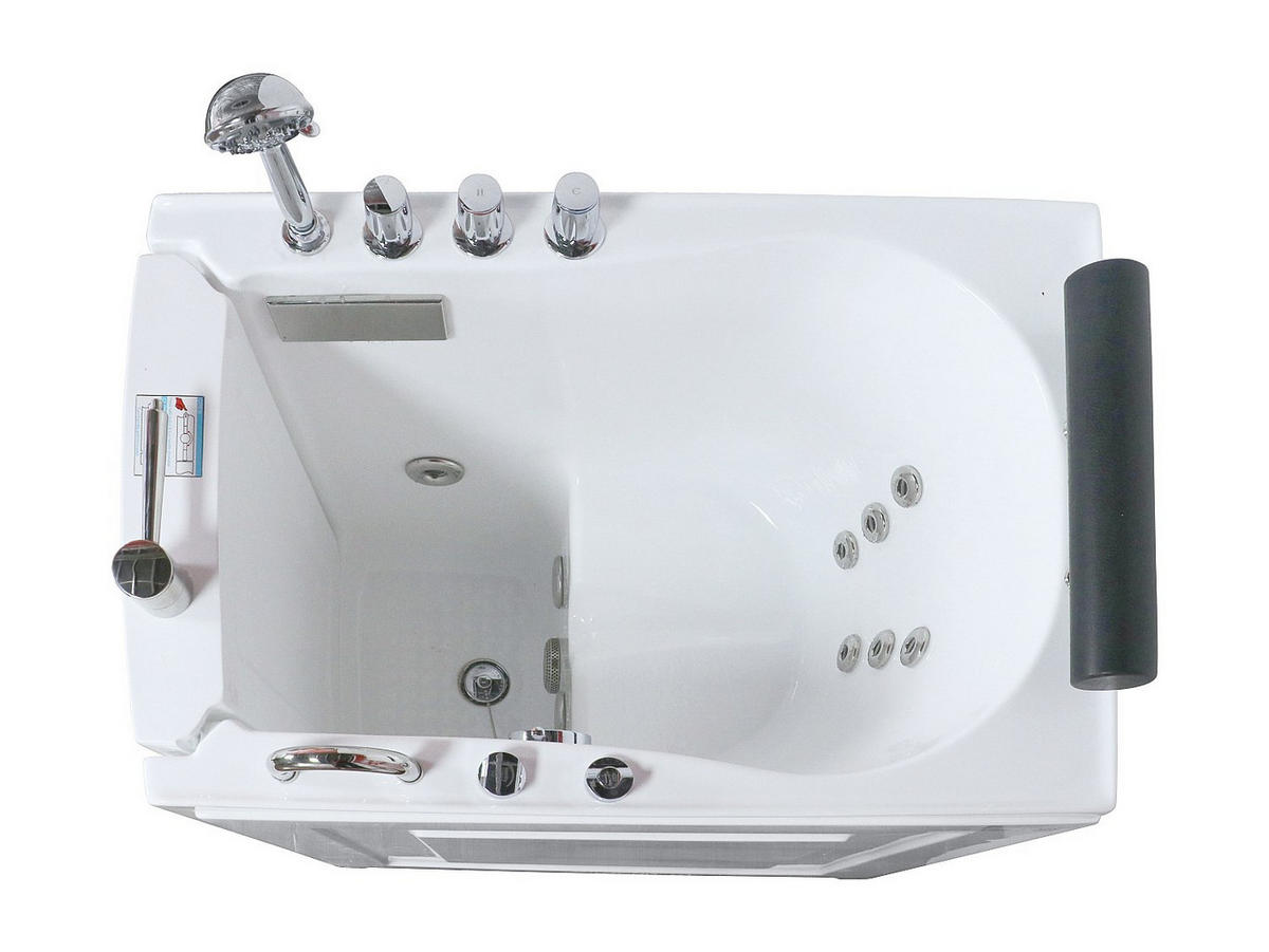 BADEWANNE mit Tür - 1 Person - acryl - weiß Baruva - Weiß, Kunststoff (101.5/99/69cm) - Vente-Unique