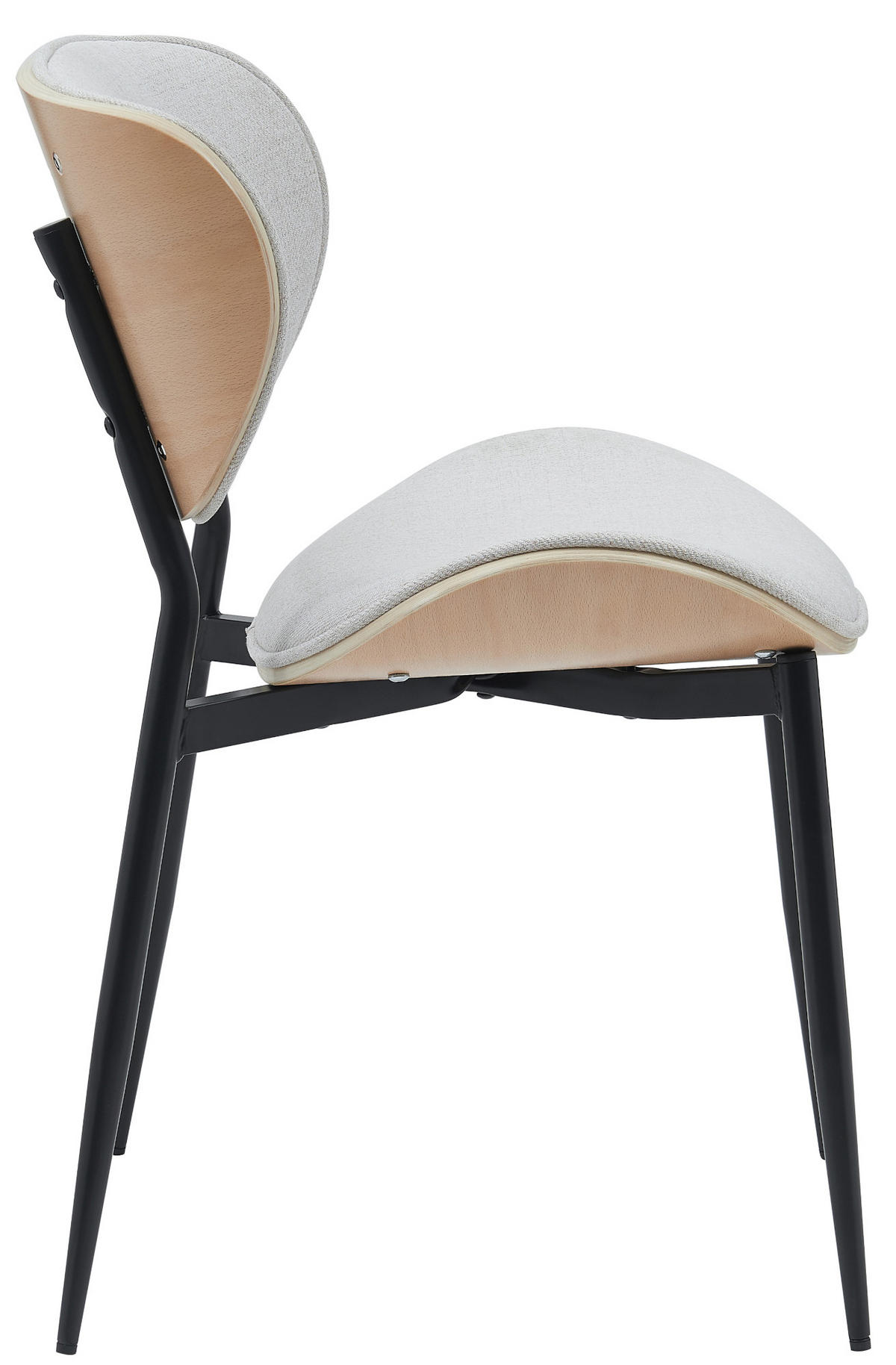 STUHL 2er Set Stoff Natura/Creme - Eukalyptusholzfarben/Creme, Textil/Metall (50/80/54cm) - CLP