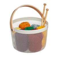 DRAHTKORB - Weiß, Holz/Metall (27.5/30/25.5cm) - Relaxdays