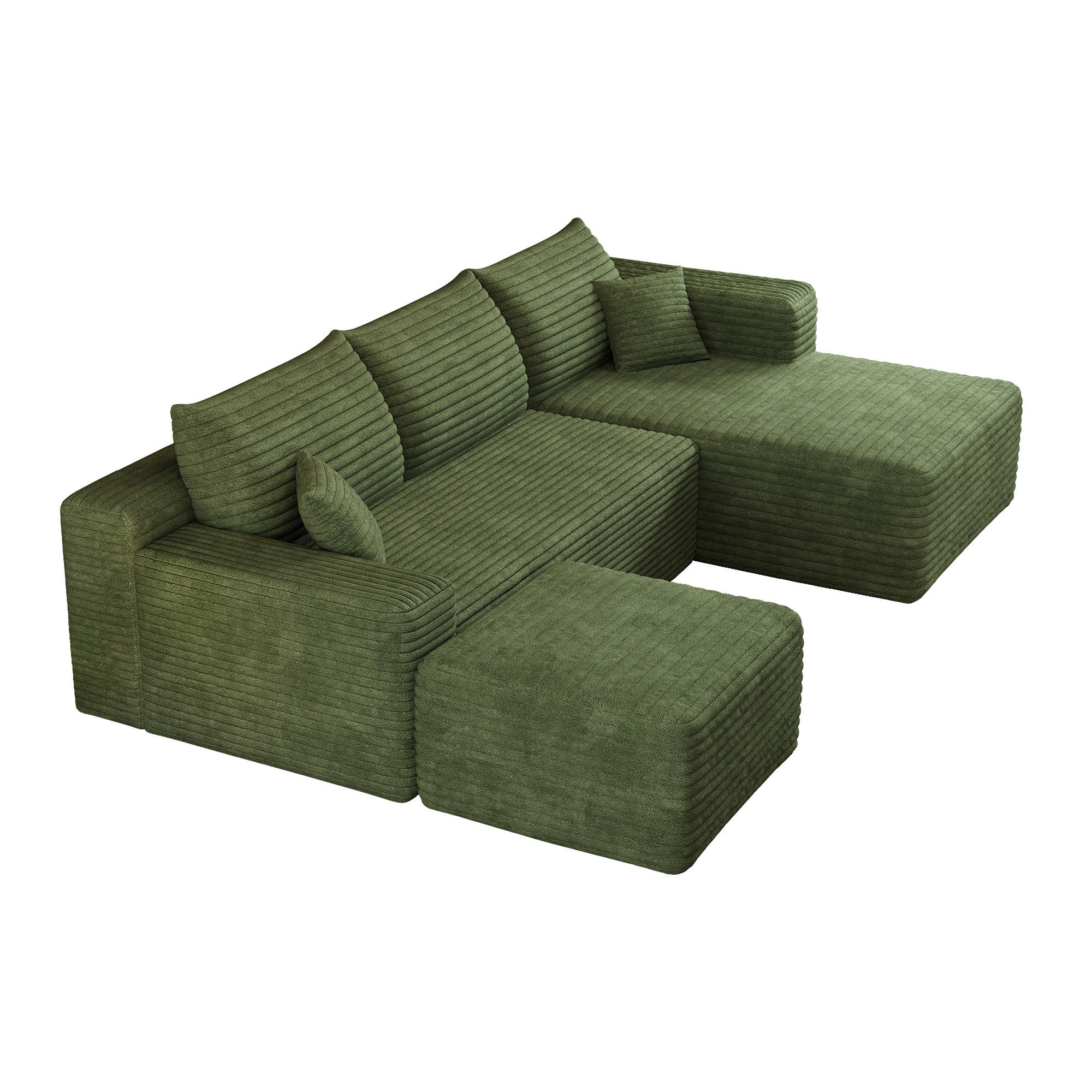 WOHNLANDSCHAFT DE-34833 2-Sitzer Chaiselongue rechts Grün - Grün, Textil (151/58/241cm) - ComfortXL