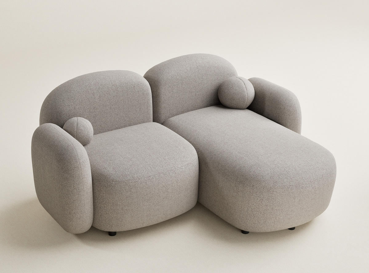 ECKSOFA Bahama Seidengrau Webstoff - Beige/Schwarz, Holz/Holzwerkstoff (190/146cm) - Maison de Reve
