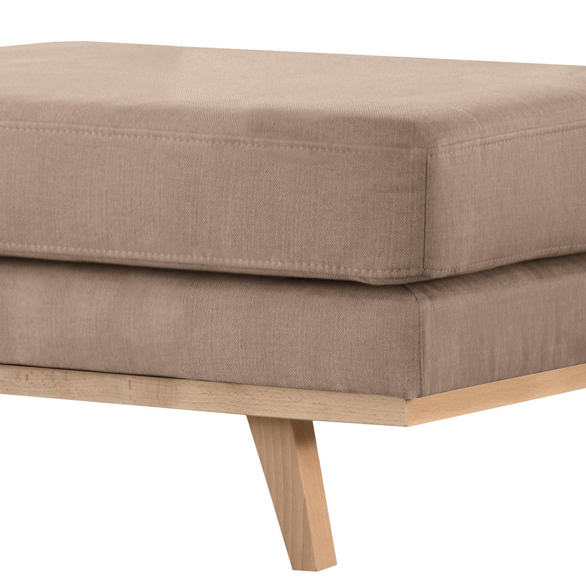 POLSTERHOCKER - Taupe/Buchefarben, Buchenholz/Textil (85/43/60cm) - home24