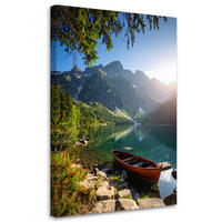 LEINWANDBILD, Meer Auge Berg Landschaft Natur Winter - Grün, Textil (30/45cm) - Feeby