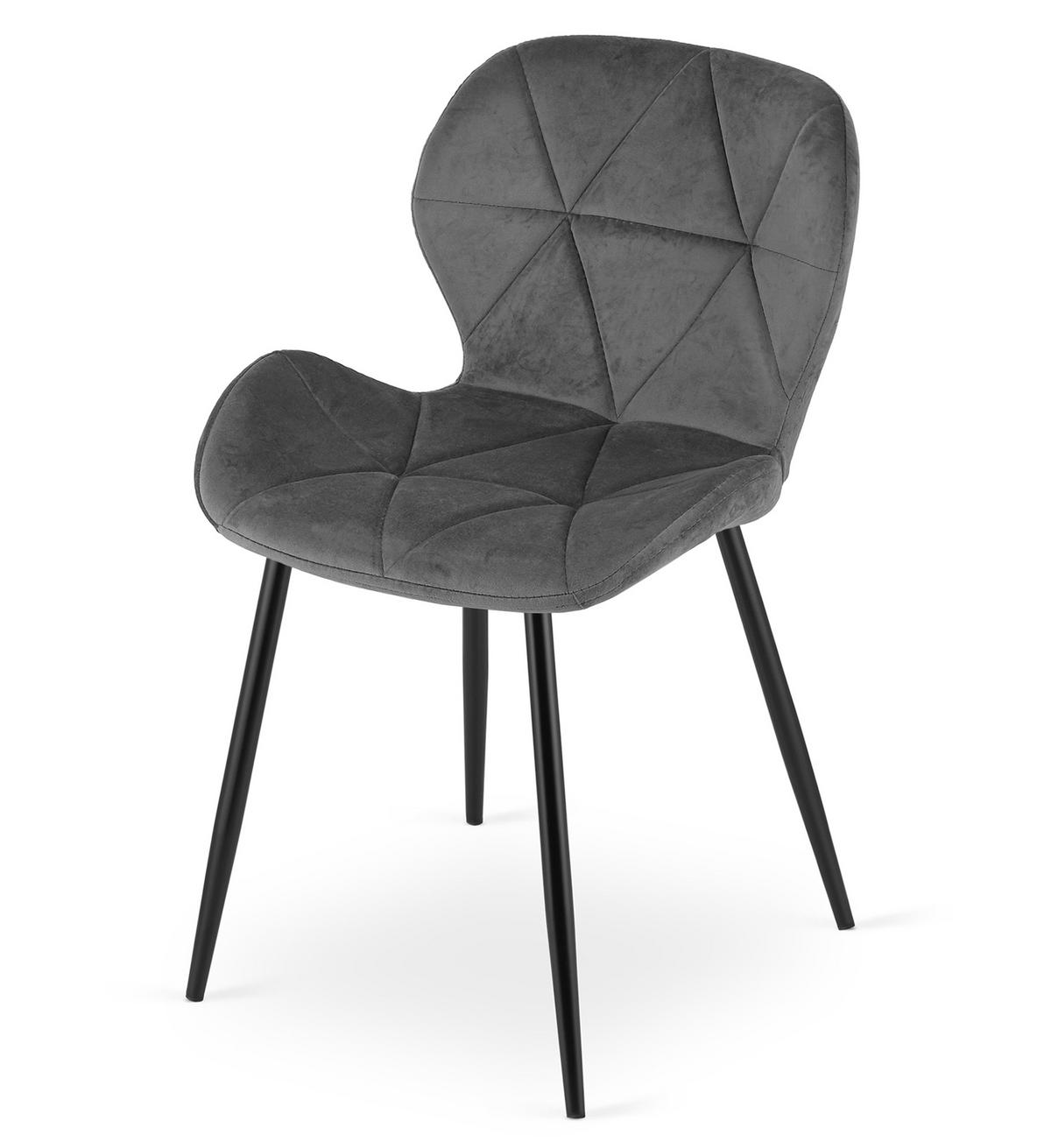 STUHL Dunkelgrau 46x53 cm MANGO Samtstoff 4 Stück - Dunkelgrau, Kunststoff (46/49/53cm)