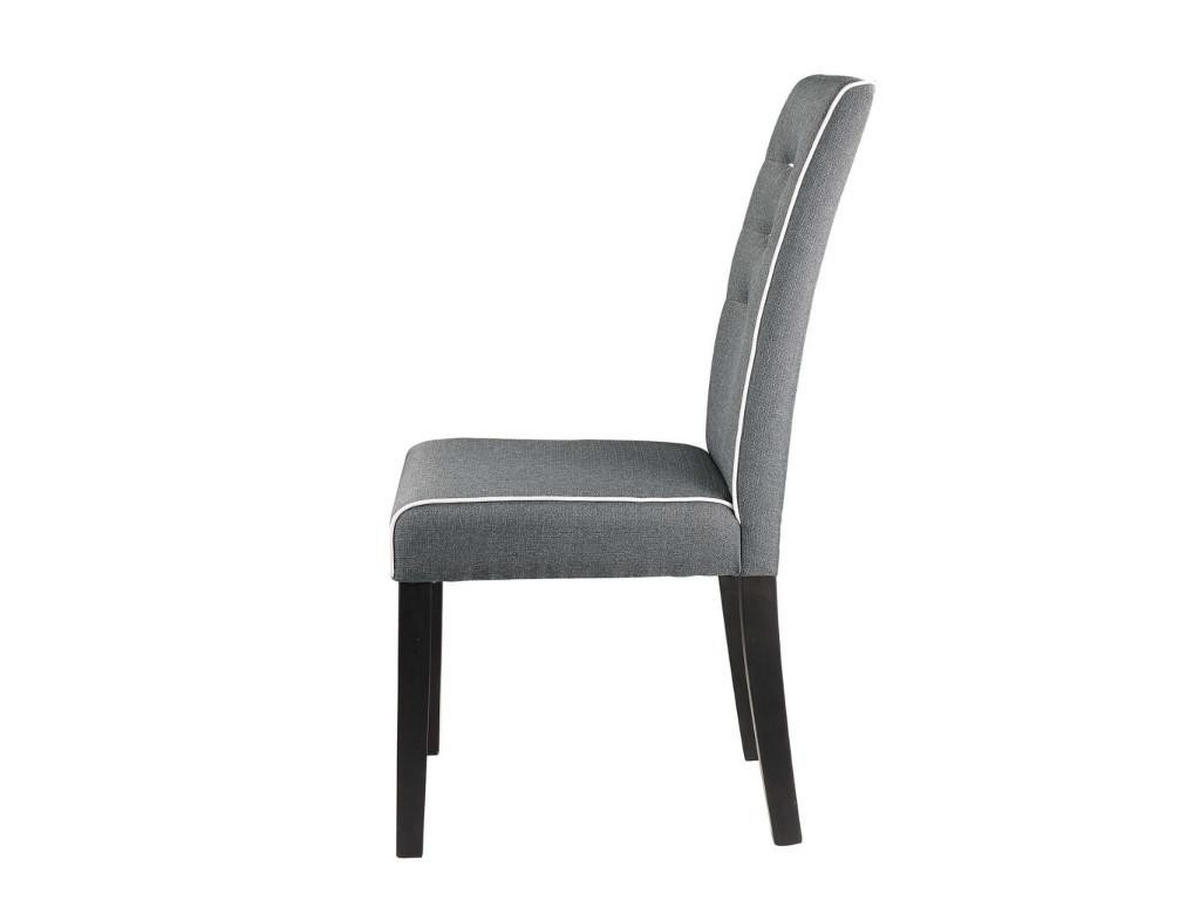 STUHL 2er-Set - Stoff & Kautschukholz - Grau - GABELLE - Grau, Textil (59.5/100/47cm) - Vente-Unique