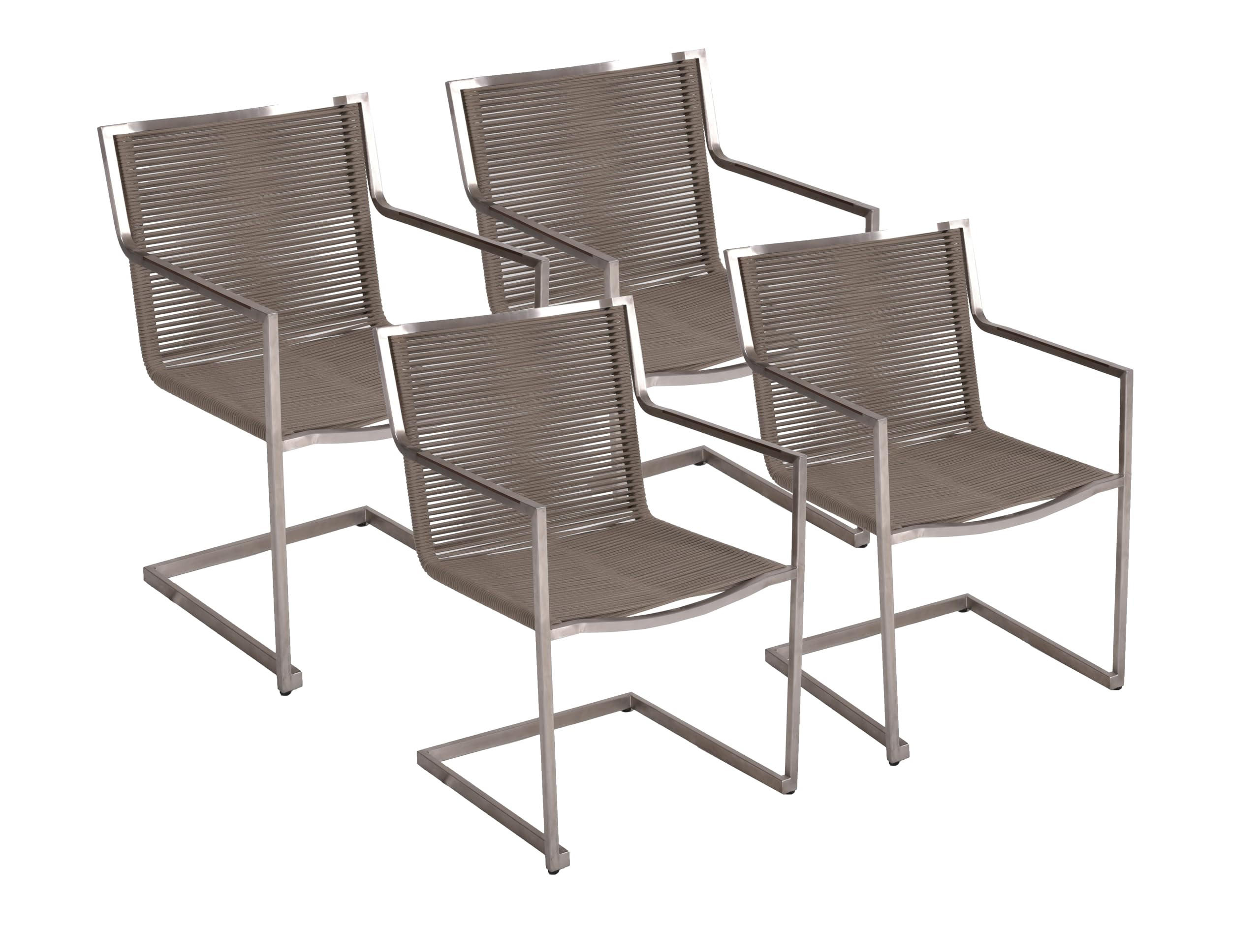 GARTENSTUHL 4er Set Dorte Freischwinger - Grau, Kunststoff (57/87/56cm) - DELUKE