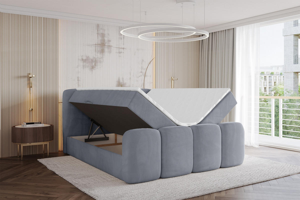 AMERICKÁ postel s matrací H4 a lamelovým roštem – NINA-Z – 120 × 200 cm – šedá - antracitová, kompozitní dřevo (120/200cm) - ALTDECOR