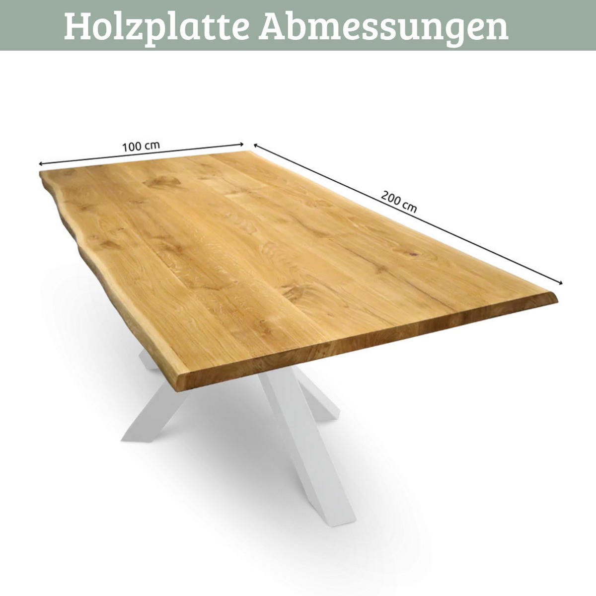 MASSIVHOLZPLATTE Eiche mit Baumkante ERIK 200x100 cm Tischplatte rechteckig - Braun, Holz (200/100/4cm) - DELUKE