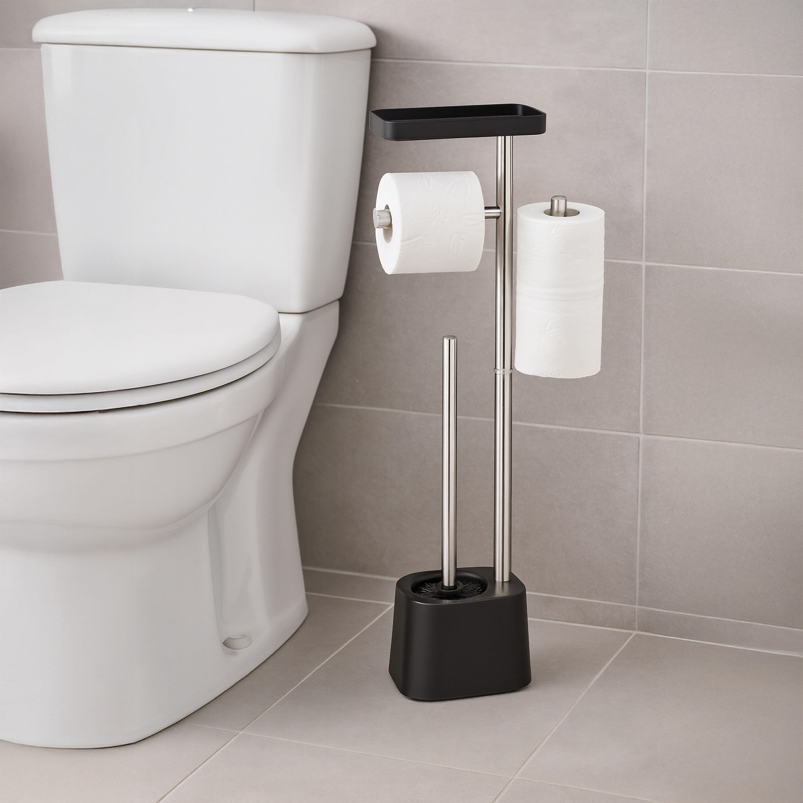WC-GARNITUR - Multicolor, Kunststoff/Metall (29/65.5/11cm) - Relaxdays