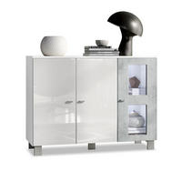 SIDEBOARD Denjo Tür in Beton Oxid Optik - Hellgrau, Holzwerkstoff (107/81/35cm) - Vladon