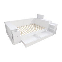 STAURRAUMBETT 140/200 cm DE-03096, mit Schubladen, Regalen und Nachttischen, in Weiß - Weiß, Holzwerkstoff (140/200cm) - ComfortXL