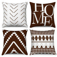 KISSENBEZÜGE 40 x 40 cm 4er Set Braun Weiß Geometrisch - Multicolor, Textil (40/40cm)