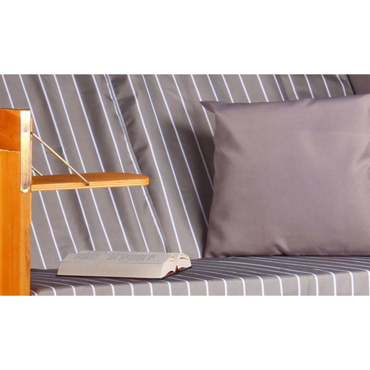 STRANDKORB Ostsee 2-Sitzer PE schwarz - Braun/Grau, Metall (120/160/80cm) - Mr. Deko