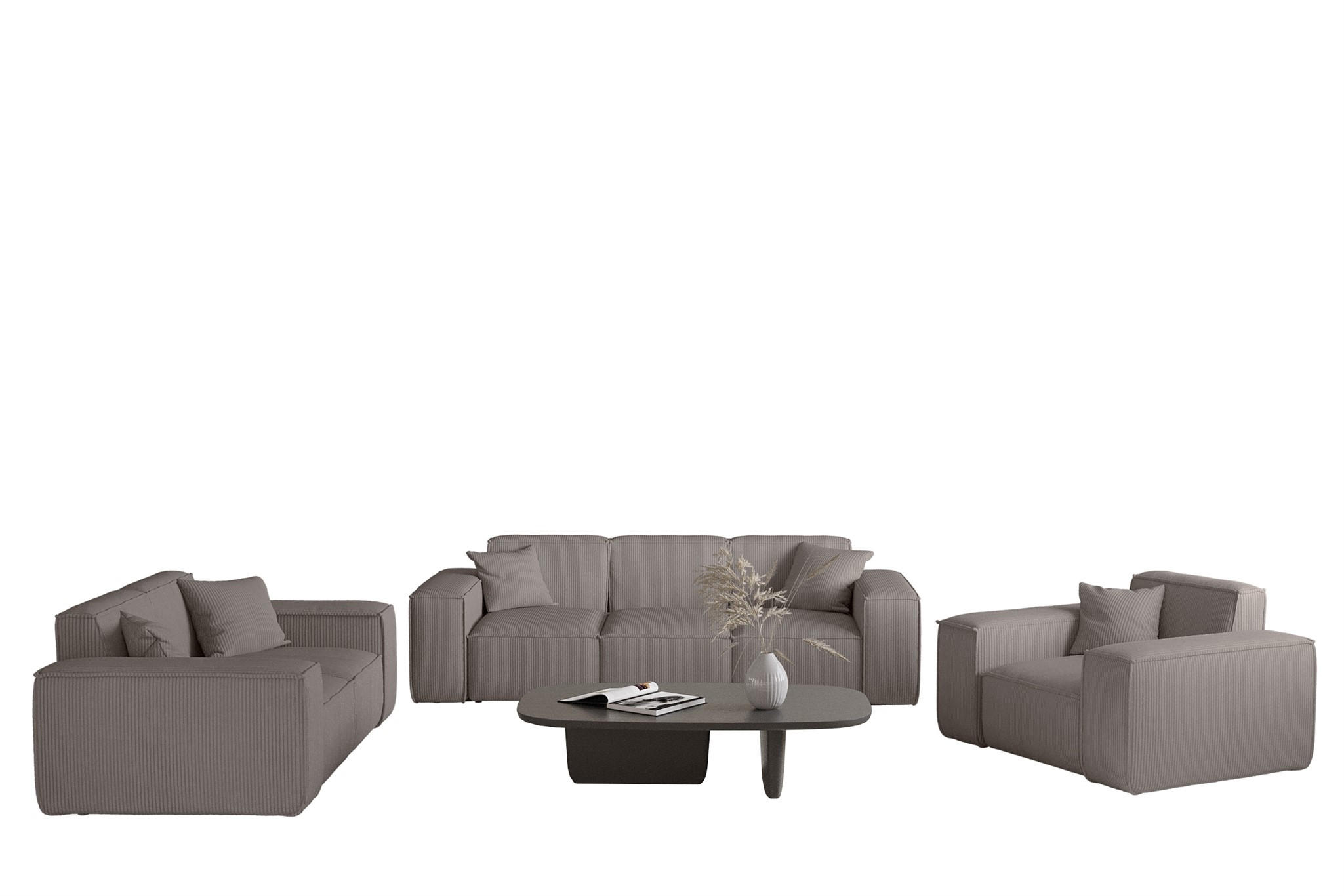 Fun Möbel Sofaset Taupe 225x73x88 cm